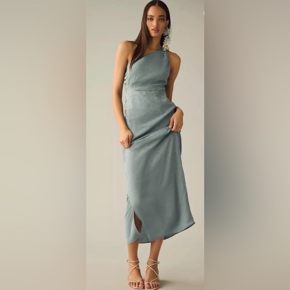 NWT Favorite Daughter The Singles Table One Shoulder Dress Slate Blue. Size 12 - Picture 2 of 11